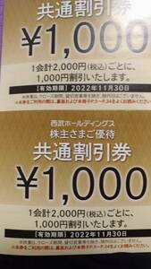 西武ホールディングス　株主　ご優待　共通割引券　3000円分