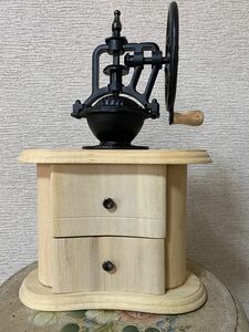 トールペイント 白木素材 アンティークコーヒーミル 大 珈琲 手動式 木製 レトロ