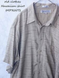 美品 IMPRINTS シャツ 柄シャツ 半袖 アロハシャツ 2XLサイズ ベージュ系 ハワイアン レーヨン 柔らか素材 大きめ オーバーサイズ ビッグ