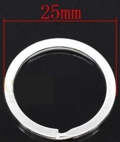 キーホルダーリング5個アクセサリーパーツ「スプリットリング」（シルバーカラー）金具コネクター2重リング／25mm