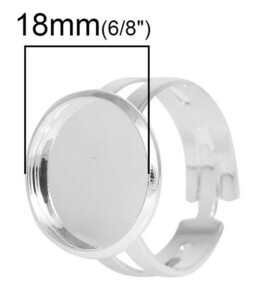 リング指輪ベース台 5個入ミール皿タイプアクセサリーパーツ　ジュエリーパーツレジンセッティング約15号サイズ（調節式）