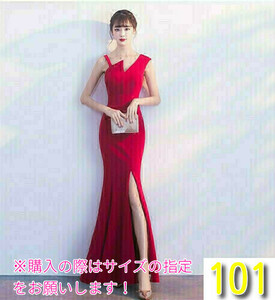 (101*102)* long dress slit party dress red *