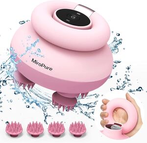 電動頭皮ブラシ 折畳ヘッドスパ IPX7防水頭皮ケア 乾湿両用ピンクマッサージ