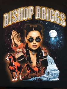 ★USA古着 アニマル 馬 娘モチーフビッグ プリントTシャツ BISHOP BRIGGS 黒 ブラック GILDAN XL