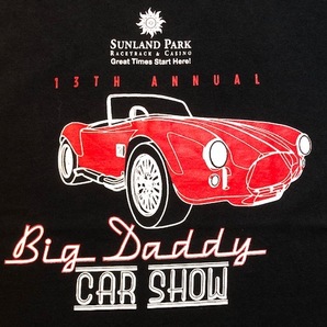 813★USA古着 Budweiser バドワイザー クラシックカー イラスト＆ロゴ両面プリントTシャツ B ig Daddy Car Show 黒 ブラック XLの画像1