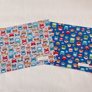 ランチョンマット ハンドメイド 男の子 働く はたらくくるま 青 グレー