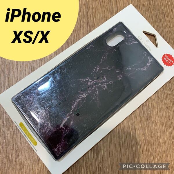 黒 ブラック 大理石 COLLABORN iPhoneケース スマホケース iPhone X iPhone XS