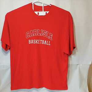 zcl-02t♪アメリカ古着 Carlisle BasketballカーライルバスケットボールチームTシャツ USサイズ－XL レッド　