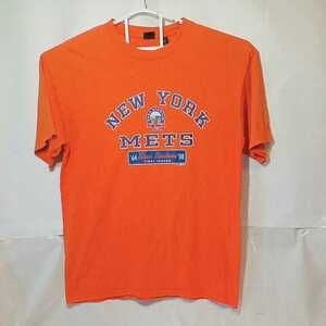 zcl-02t♪アメリカ古着New York Mets 1964 to 2008 -Shea Stadium Final Seasonシアスタジアム最終試合記念Tシャツ USサイズ－L オレンジ　