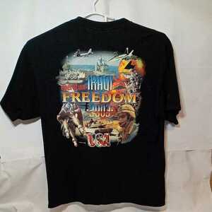 zcl-03t♪アメリカ古着OPRATION IRAQE湾岸戦争Tシャツ USサイズ－XL ブラック