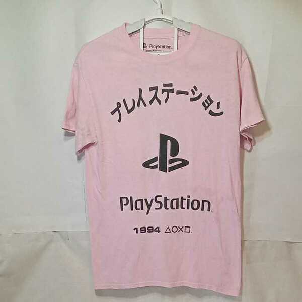 zcl-03t♪アメリカ古着ビンテージ『プレイステーション』1994年PLAYSTATION Tシャツ USサイズ－S ピンク