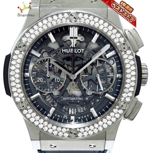 ウブロ 腕時計 アロエ・フュージョンチタニウムダイヤモンド 525.NX.0170.LR.1104 メンズ チタニウム/アリゲーターベルト/裏スケ 黒