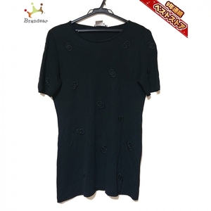 セリーヌ CELINE 半袖セーター サイズ42 L - 黒 レディース クルーネック/刺繍 トップス