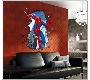 ウォールステッカー 壁シート　欧米風　３D スパイダーマン（特大サイズ） 壁飾り　壁画　インテリア　剥がせるタイプ　模様替え　BE65
