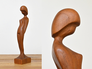 デンマーク ARNE BASSE チーク無垢材 木彫り 裸婦像 60年代ヴィンテージ/カイボイスン リサラーソン イッタラ アラビア マリメッコ 置物 