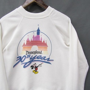 80's ~ Disney Vintag サイズ S ミッキー マウス 30th プリント スウェット トレーナー ホワイト ディズニー 古着 ビンテージ 2JU0899