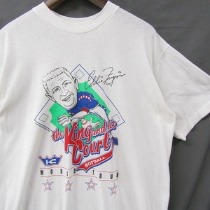 USA製 90s サイズ L Vintage プリント Tシャツ 半袖 シングル 50/50 エディ フェイナー ソフトボール ホワイト 古着 ビンテージ 2JU1109
