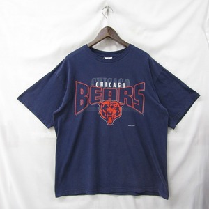 90s サイズ XL champ NFL プリント Tシャツ 半袖 チーム ロゴ シカゴ ベアーズ アメフト ネイビー 古着 ビンテージ 2JU1210