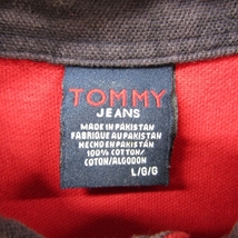 TOMMY JEANS サイズ L 無地 ポロシャツ 半袖 シャツ 4ボタン レッド トミー フィルフィガー ジーンズ 古着 ビンテージ 2JU2820_画像4