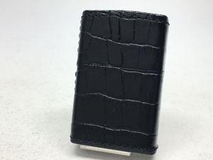 送料無料 ZIPPO[ジッポー]革巻リーズ ベーシックレザー サイドクロコ ブラック