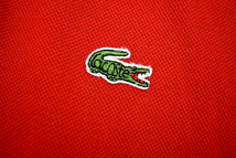 Y-4196★送料無料★CHEMISE LACOSTE シュミーズ ラコステ フレンチ フララコ★90s 日本製 レッド赤色 ワニ刺繍 鹿の子 半袖 ポロシャツ 40_画像4