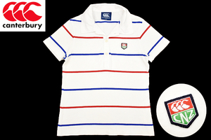 Y-4334* free shipping *CANTERBURY canterbury New Zealand Japan * white color border short sleeves Rugger shirt polo-shirt M