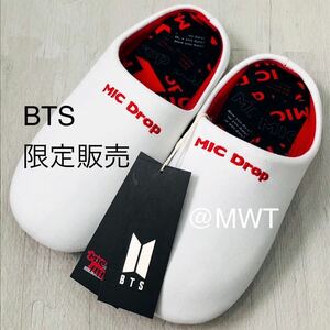 【Mサイズ】BTS ホワイト　ルームシューズ　スリッパ　サンダル　レディース　ファッション　新品　レア　限定　完売　防弾少年団　MWT