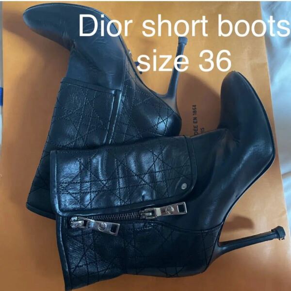 美品 Christian Dior ショートブーツ 36 ブラック ディオール レザーブーツ