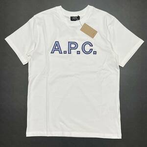 XS 新品 A.P.C. アーペーセー ビッグ ロゴ Tシャツ 白 APC VPC TEE Romain ロゴT オーバーサイズ 大きめ ホワイト 胸ロゴ 刺繍