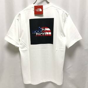 M 新品 廃盤 ノースフェイス フラッグ スクエア ロゴ Tシャツ FLAG LOGO 国旗柄 白 ホワイト USA 国旗 アメリカ ロゴT TEE 星条旗 フラッグ