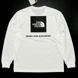 XL 新品 ノースフェイス ロンT バック スクエアロゴ ボックスロゴ 長袖 Tシャツ 白 ホワイト バックプリント バックロゴ 背面 ビッグロゴ