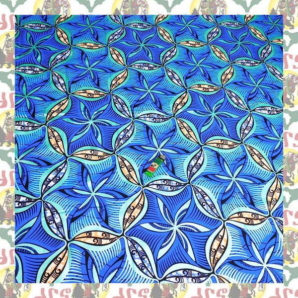 【SALE/180cm x 110cm/2ヤード】アフリカンプリント生地 barg-j50 アフリカ布 アフリカ生地 ゴールドプリント アンカラ キテンゲ パーニュ