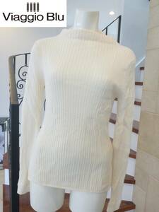 2万 美品 Viaggio Blu　ビアッジョブルー★オフホワイト　リブ編み　長袖　セーター 　2　M相当