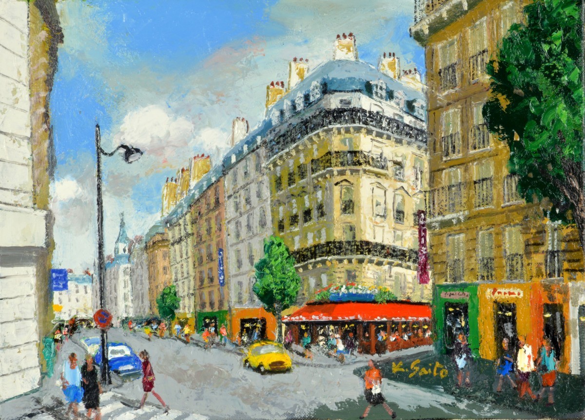 Oil painting, Western painting, hand-painted painting (can be delivered with oil painting frame) NO.5 F6 size The Streets of Paris (1) Kaname Saito, painting, oil painting, Nature, Landscape painting