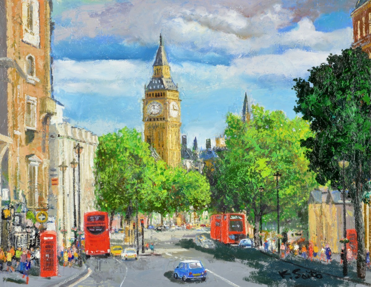 Oil painting, Western painting, hand-painted painting (can be delivered with oil painting frame) NO.13 F6 size City of London (1) Kaname Saito, painting, oil painting, Nature, Landscape painting