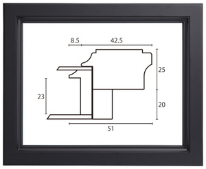 油絵/油彩額縁 木製フレーム A260 アクリル付 ブラック F4号