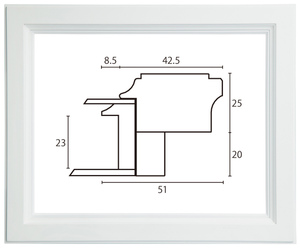 油絵/油彩額縁 木製フレーム A260 アクリル付 ホワイト F8号