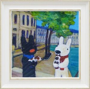 Art hand Auction 額装絵画 リサとガスパール アート Mサイズ｢いぬとねこ｣, 美術品, 絵画, その他