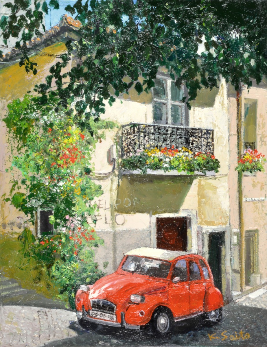 Pintura al óleo, pintura occidental, cuadro pintado a mano (se puede entregar con marco para pintura al óleo) NO.19 tamaño F6 Ciudad del Sur de Francia (Provenza) Kaname Saito, cuadro, pintura al óleo, Naturaleza, Pintura de paisaje