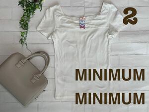 手洗い可★MINIMUM MINIMUM+2+2way+リボン+Uネック+Tシャツ+インナー+M+ミニマムミニマム+半袖