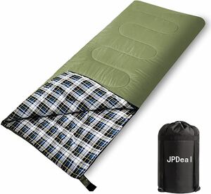 寝袋 シュラフ 封筒型 保温 軽量 210T防水シュラフ 快適温度-10℃~25℃ 緑