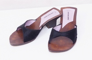 ANTONIO MIRO wood sole is lako mules sandals 37 black 