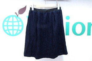 ELLE L race pattern knee height skirt 38 navy used 