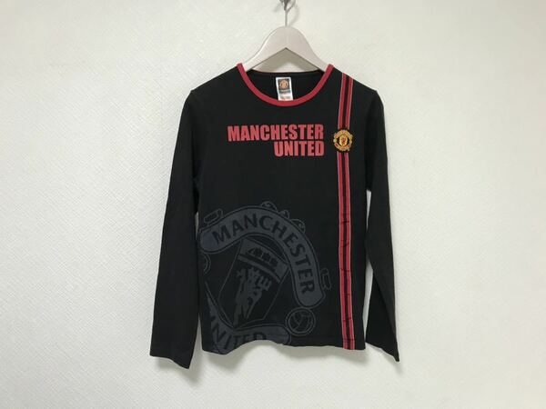 本物マンチェスターユナイテッドMANCHESTERUNITEDコットンプリント長袖TシャツロンTメンズ黒Sビジネススーツアメカジサーフサッカー