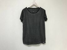 本物ディーゼルDIESELコットンボーダー柄後染め半袖Tシャツインナーメンズビジネススーツアメカジサーフミリタリーインド製黒ブラックS_画像1