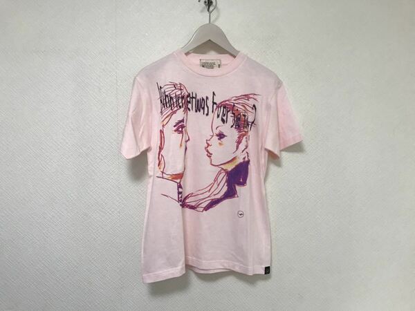 美品本物モーテルmotelコットンプリント半袖Tシャツメンズビジネススーツアメカジサーフミリタリーピンク0日本製XSストリート