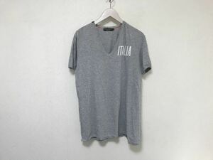 本物ドルチェアンドガッバーナDOLCE&GABBANAコットンVネック半袖TシャツメンズアメカジサーフXXLグレー54イタリア製2XL