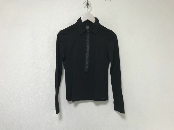 本物カルバンクラインckCalvinKleinリヨセルコットン長袖ポロシャツビジネススーツアメカジサーフミリタリーレディース4S日本製黒ブラック