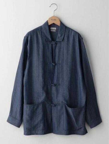 最安値 Steven Alan CHAMB STRIPE CHINA SHIRT/チャイナシャツ 