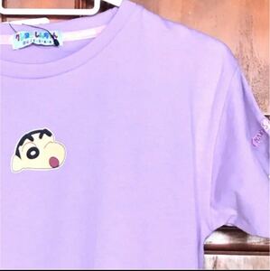 【新品 未使用】タグ付き クレヨンしんちゃん Tシャツ 140cm ピンク 紫 パープル プリント 刺繍 半袖 夏